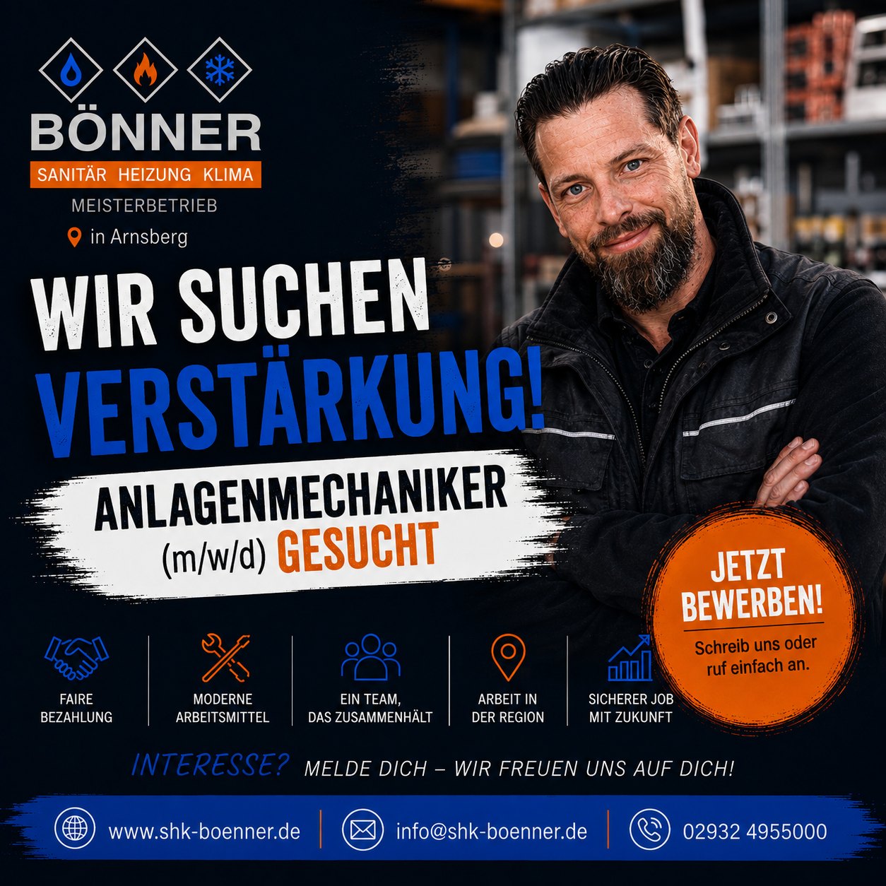 Bönner sucht Anlagenmechaniker SHK